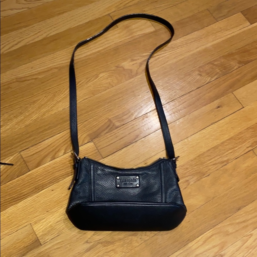 Kate Spade black leather crossbody zip bag NWOT